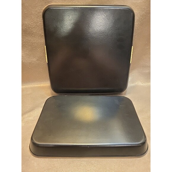 VTG 80s Srednick Serving Trays 2 - Gold Trees Black Blue Sky Japanese Stack - Picture 4 of 13